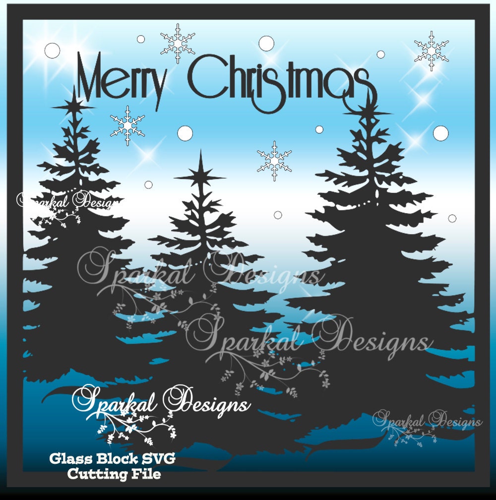 Download Christmas Glass Block Cutting File Winter Scene Merry