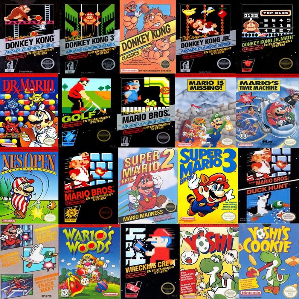 Mario Game Covers Collage NES Mouse Pad Classic