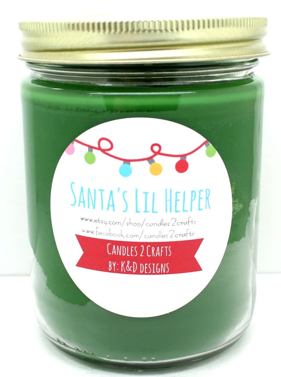 Items similar to Holiday Candle Christmas Candle Novelty Candle Santa's lil helper scented