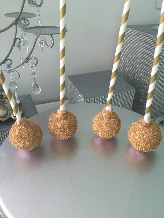 Gold & Pink Glitter Chocolate Covered Cake Pops