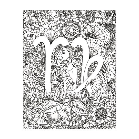 Download instant digital download adult coloring page zodiac sign