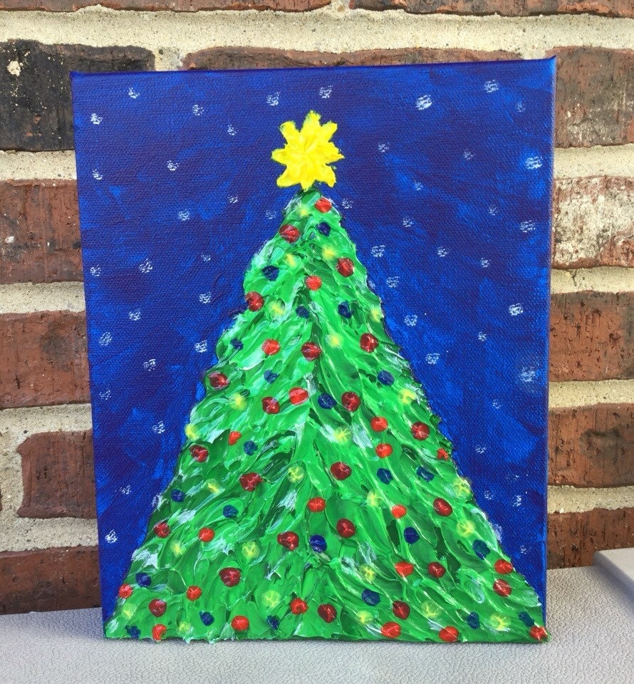 Christmas Tree Art, Christmas Home Decor, Christmas Acrylic Painting ...
