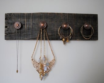 Rustic Jewelry Holder, Jewelry Holder, Necklace Holder, Necklace Organizer, Jewelry Organizer, Necklace Organizer, Hooks, Knobs