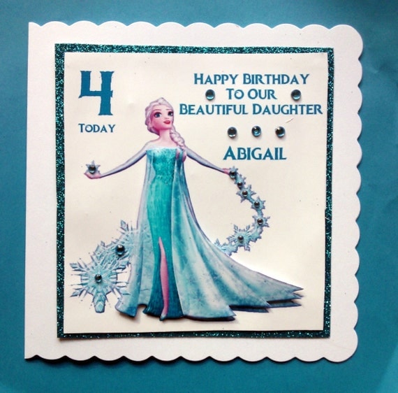 Handmade Personalised Elsa Frozen Birthday Card