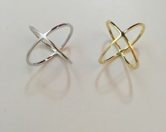 X ring,925 sterling silver x ring,criss cross ring