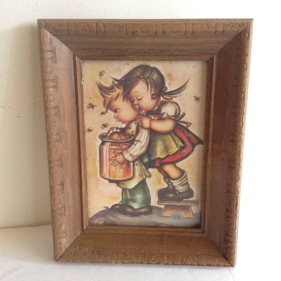 Vintage HUMMEL LITHOGRAPH SIGNED Framed Print Original Donald