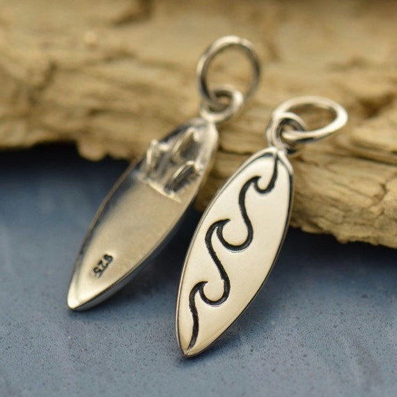 Sterling Silver Surfboard Necklace Surfboard Charm Surf