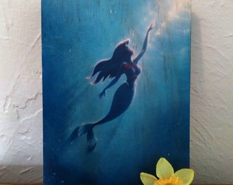 Ariel Swimming/The Little Mermaid - Handmade Wooden Sign