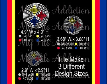 Instant Download Rhinestone SVG EPS Design File Steelers Football Makes (3) Design Sizes Chest & Hat Logo