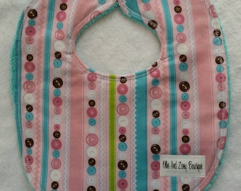 Baby girl bib,newborn girl bib, feeding bib, snap bib, infant girl bib, handmade, Ready to ship
