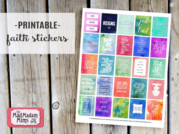 Printable Faith QUOTES sticker sheet for Planners Journals