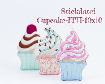 Machine embroidery applique cupcake-ITH-10 x 10