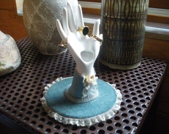 Main baguier - présentoir à bijoux - années 80 1980 vintage Ceramic/ Hand Ring Holder/ Ceramic Ring Display/ shabby chic/ home decor