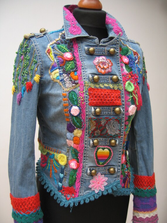 Upcycled jacket Wearable Art Hand Embroidered by WILDandROMANTIC