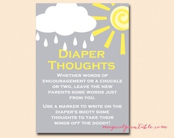 Diaper thoughts, late night diapers, words for wee hours, You are my sunshine Baby Shower Games Printable, Gender Neutral baby, TLC112