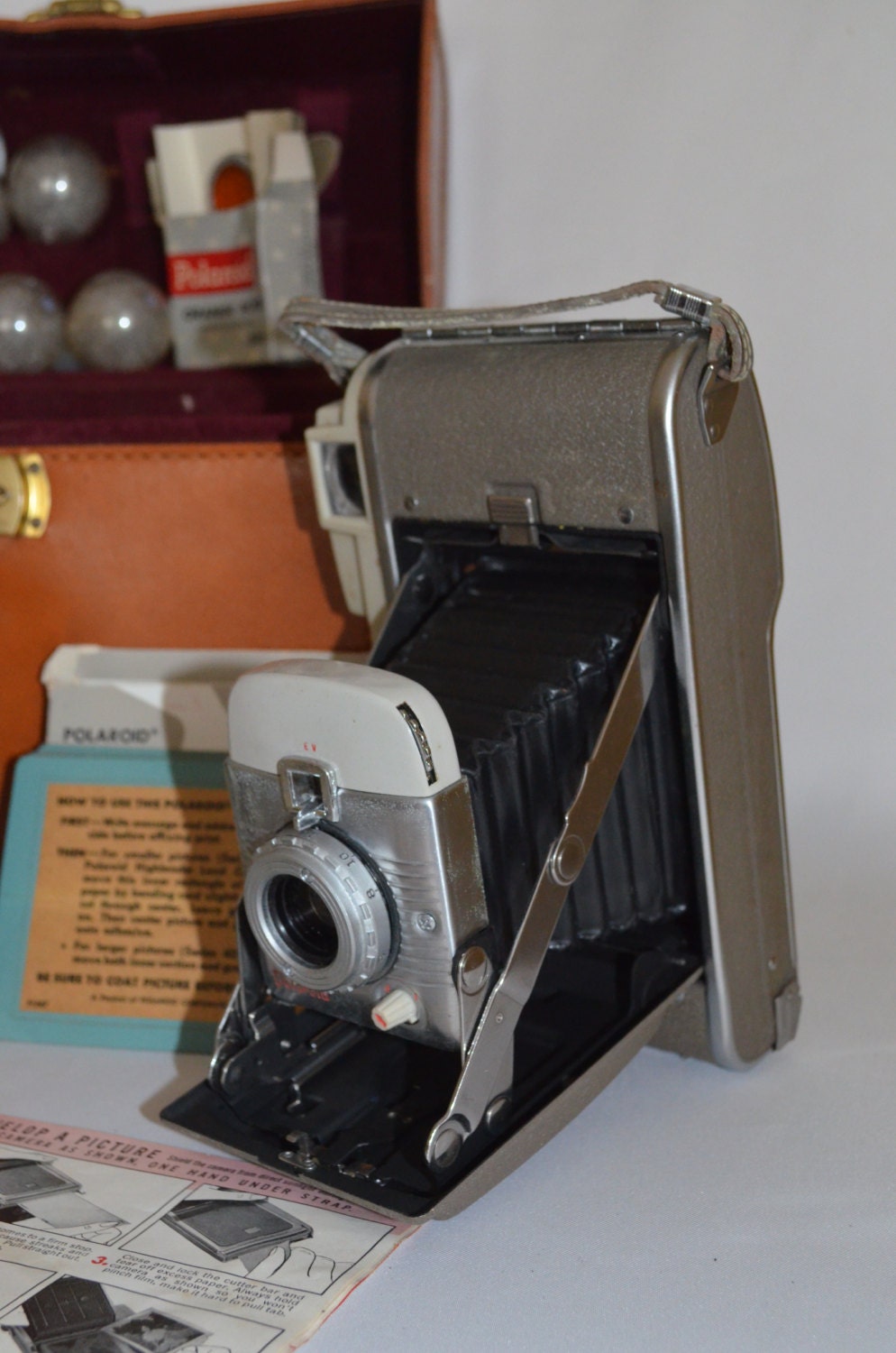 Vintage Polaroid Land Camera Model 80A With Case and Kit