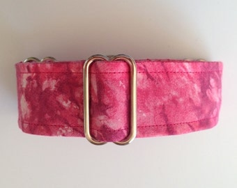 Stylish Whippet Martingale Collar 1.5 Inch Pink Tie Dye with Silver Hardware