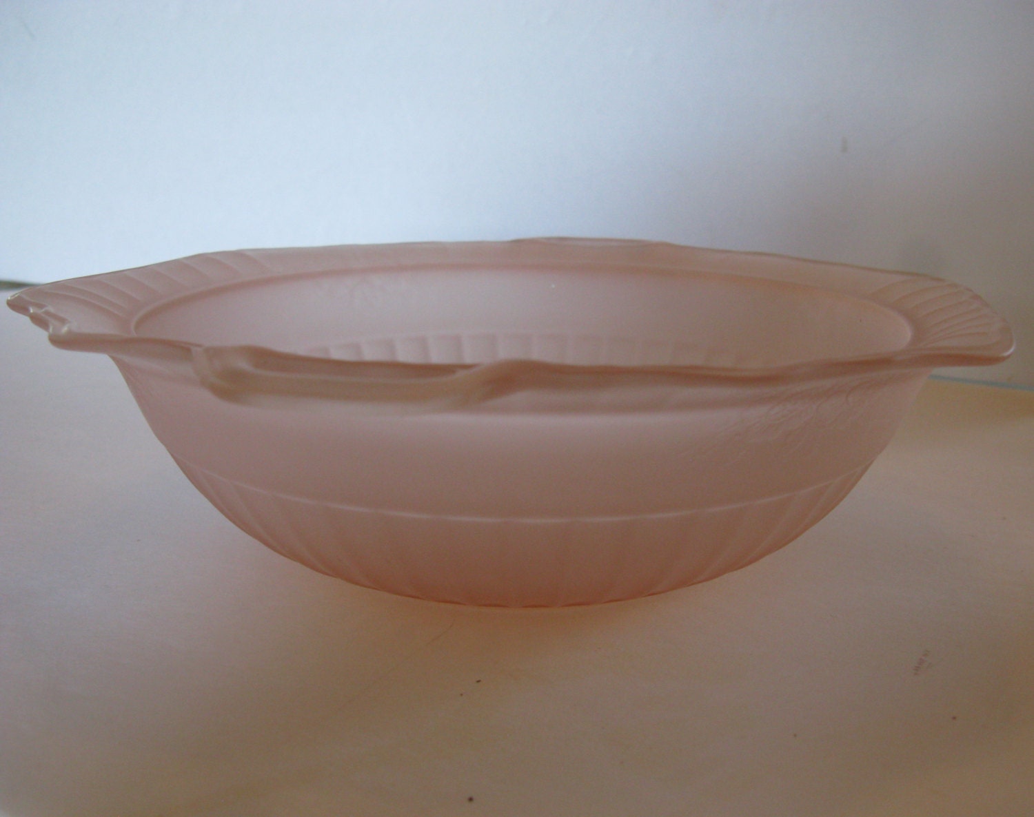 Frosted Pink Glass Bowl Depression Glass by RaspberryRoadVintage