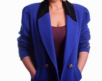 SALE! 80's Cobalt Blue Wool Coat