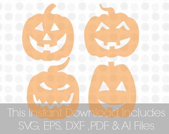 Pumpkin Faces, SVG, Pdf, DXF, EPS, Ai, , Vinyl cutting file | Silhouette Cameo Designer Edition & Cricut Design Space,