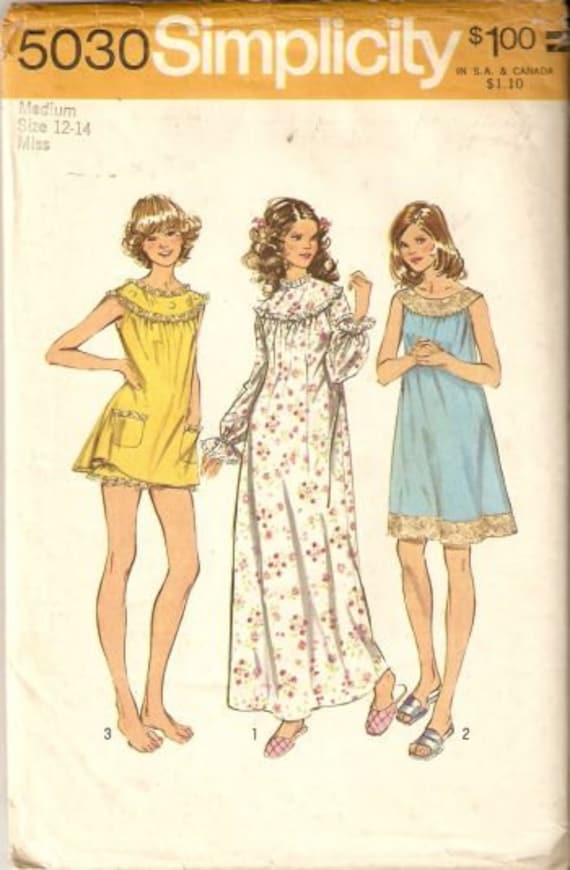 Simplicity nightgown sewing pattern 5030 by SewingPatternVillage