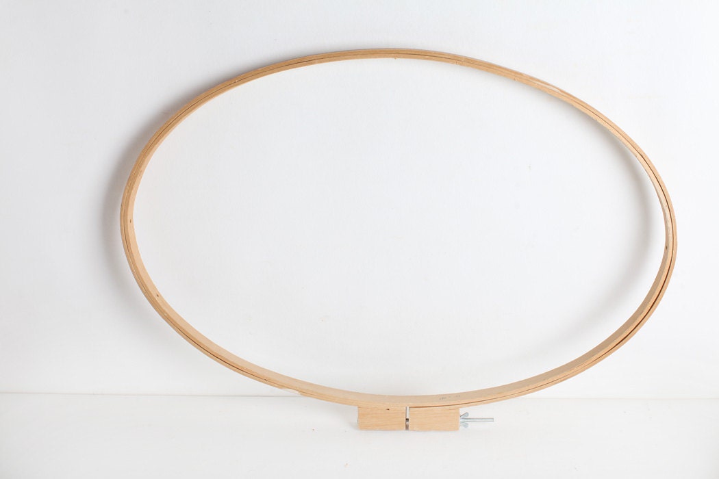 Vintage Extra Large 27" Oval Wooden Quilting Hoop from tomvickandteri