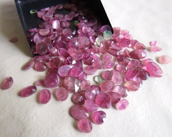 7 Pcs Pink Tourmaline, Rose Cut Cabochon, Pink Tourmaline Flat Cabochons, Rose Cut Gemstone, Faceted Cabochon 5mm To 9mm, SKU-RS38