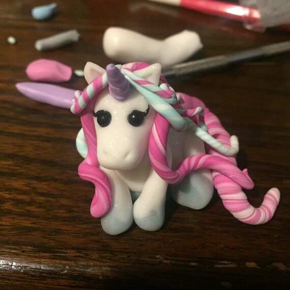 Unicorn figurine sculpture polymer clay by JLPKcrafts on Etsy