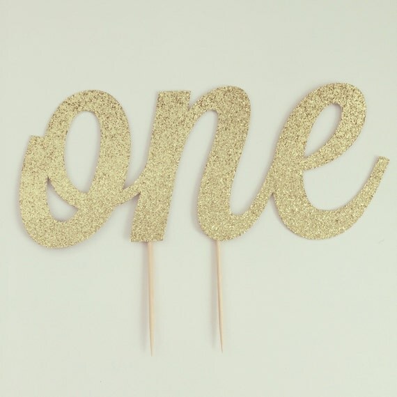 Glitter Cursive One Cake Topper by OliandMadi on Etsy