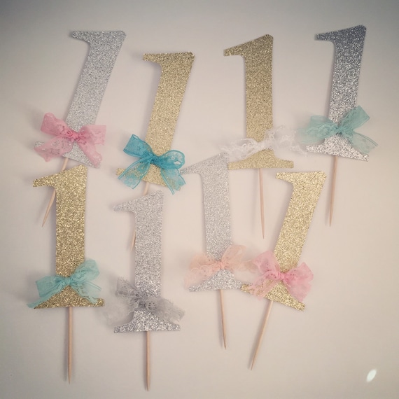 Glitter Number One Cake Topper by OliandMadi on Etsy