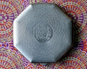 Vintage Dubarry Powdrette Silver Tone Octagonal Powder Compact