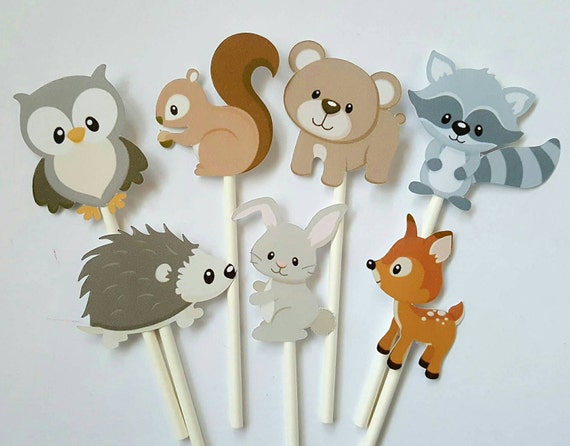 Woodland theme cupcake toppers set of 12 woodland by JCPaperPlace