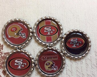 SET of 5 -San Francisco Bottle Caps For Pendants, Hairbows Hair Bow Centers - Ready to use