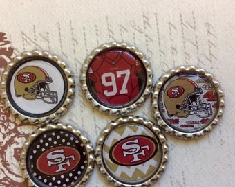 SET of 5 SET 2 -San Francisco Bottle Caps For Pendants, Hairbows Hair Bow Centers - Ready to use