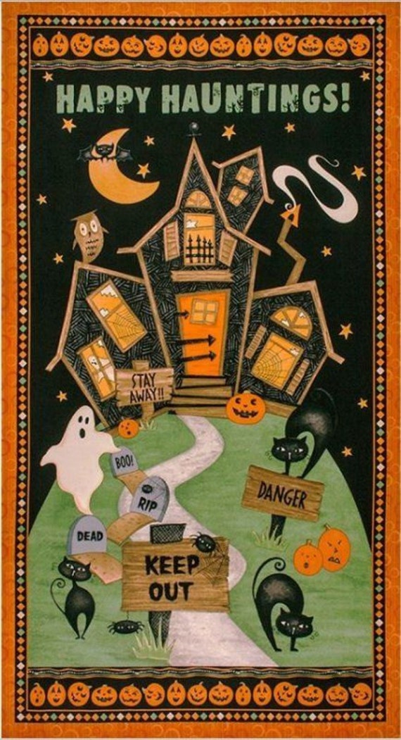 Scaredy Cats Debbie Mumm Halloween Quilt Fabric Haunted House