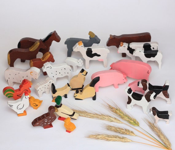 wooden farmyard animals