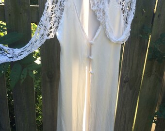 Silk and crochet bohemian vintage women's small kimono