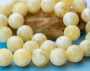 SALE 70% AMBER 80 gr. Baltic Amber Color Necklace melted (beads balls spheres)