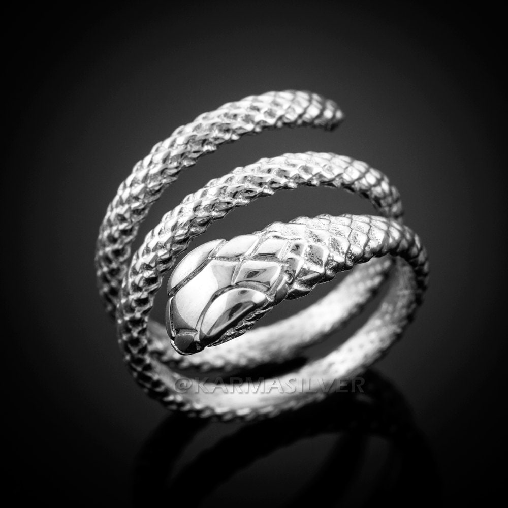 Silver Snake Ring Sterling Silver Coiled Snake Ring