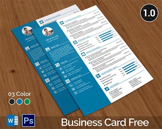 CV Template CV Template With Business Card CV Resume