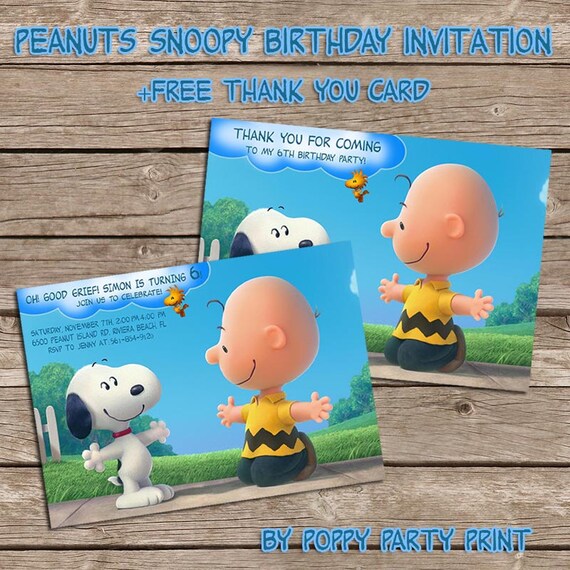 PEANUTS SNOOPY Birthday InvitationPeanuts by PoppyPartyPrint