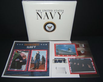 Military Scrapbook Album - Fathers Day Gift - Navy scrapbook album - Military Graduation - Premade Navy Scrapbook Album - Military Gifts