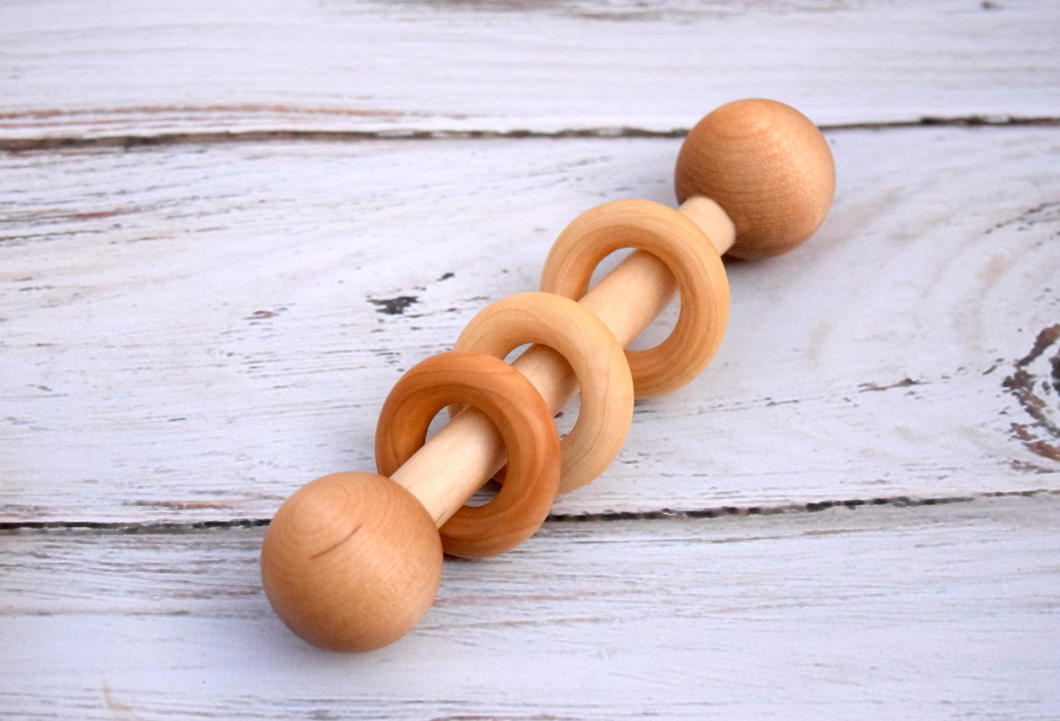 Wooden Baby Rattle, Montessori Toy, Baby Stocking Stuffer, Wooden Baby