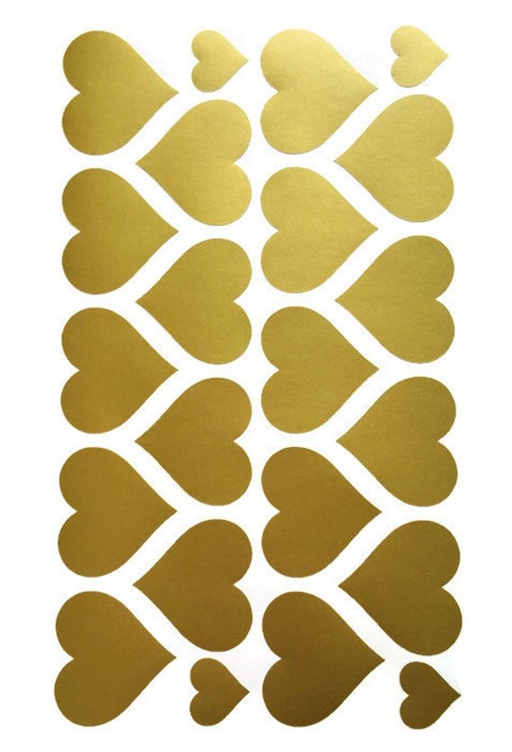 54 2 inch Removable Vinyl Gold Heart Stickers Removable