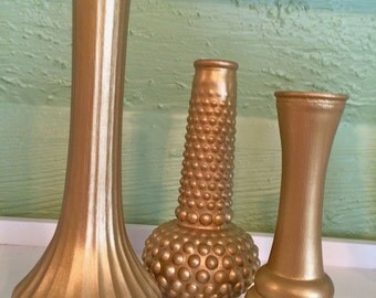 Gold Vases, Gold Home Decor, Gold Centerpieces, Gold Bud Vases, Gold Decor, Gold Wedding, Gold Baby Shower, Gender Reveal, Gold Dorm