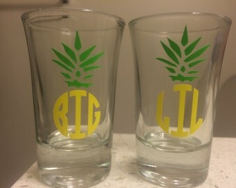Sorority Big Little Pineapple Shot Glasses