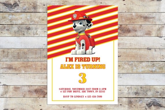 paw patrol marshall birthday invitations paw patrol marshall birthday invitations
