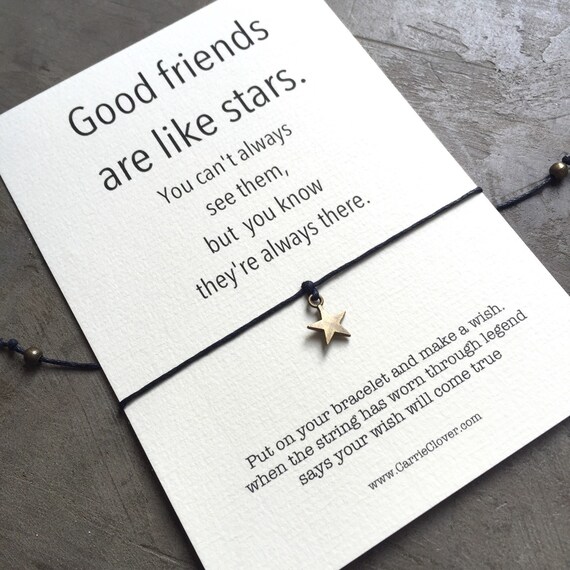 Bracelet gift card Friendship quote best gift Wish by Carrieclover