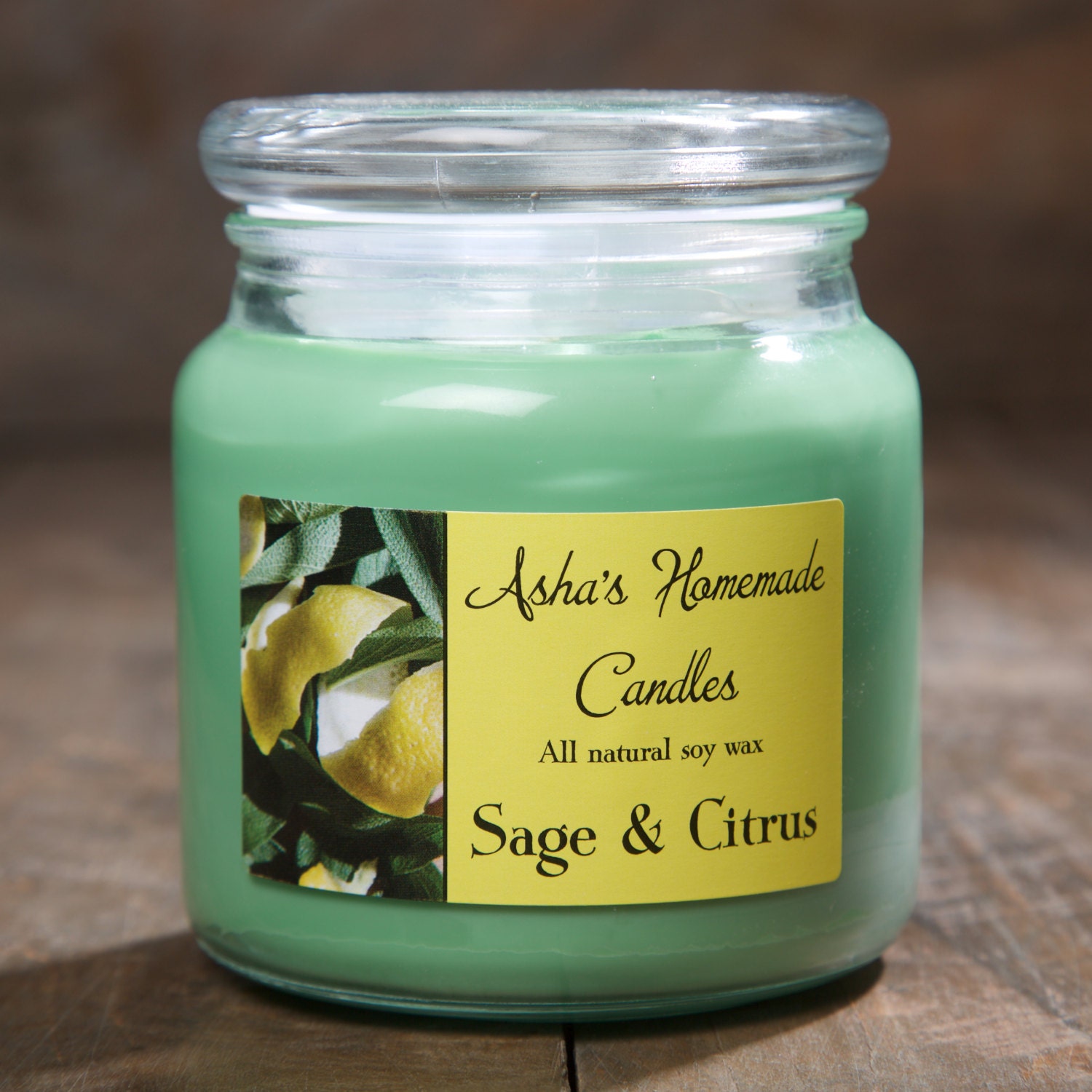 Sage & Citrus Soy Candle 16 oz. Apothecary Jar Hand Poured
