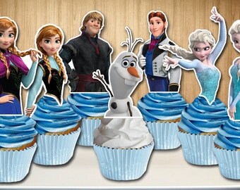 Disney Frozen Cupcake Toppers, Disney Frozen Cupcake Picks, OLAF Included, DIGITAL FILE, You Print